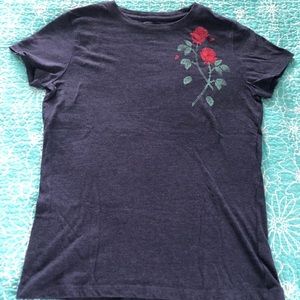 Aeropostale Free State Blue Tee with Rose Design